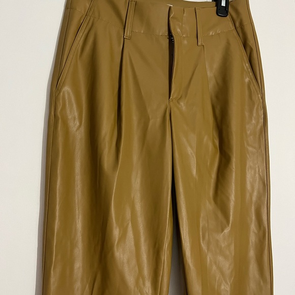 A New Day Brown Pleather Trousers Pants Faux Leather New Tags Size 6 - Picture 14 of 16
